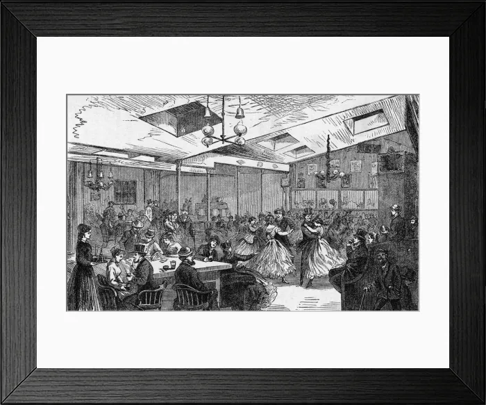 Framed Print : A New York Dive, w / men and women dancing and drinking, 1800s Framed Print : A New York Dive, w / men and women dancing and drinking, 1800s