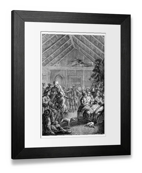 Framed Print : Antique illustration of people indoor Framed Print : Antique illustration of people indoor
