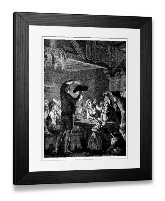 Framed Print : Antique illustration of people indoor Framed Print : Antique illustration of people indoor