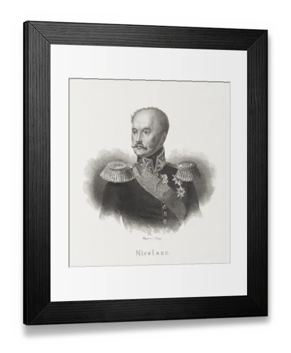 Framed Print : Nicholas I of Russia (1796-1855), steel engraving, published in 1868 Framed Print : Nicholas I of Russia (1796-1855), steel engraving, published in 1868
