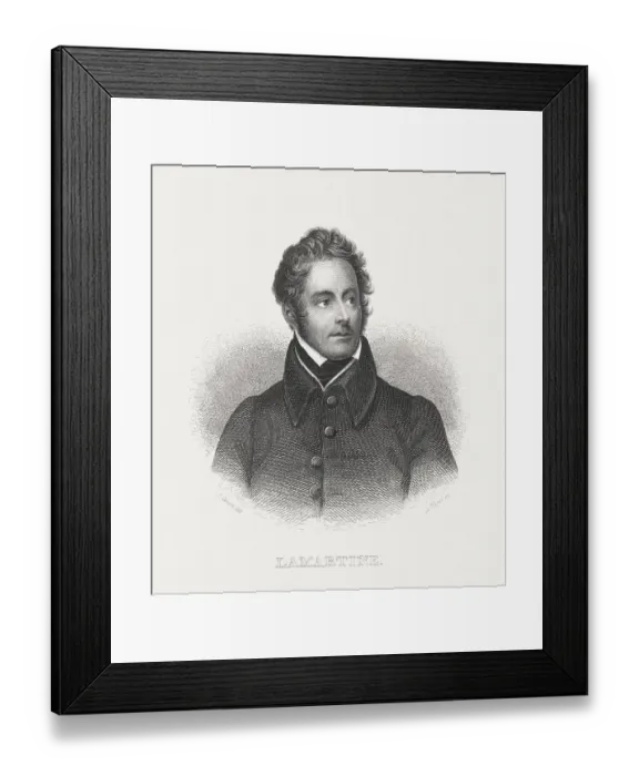 Framed Print : Lamartine (1790-1869), French poet, steel engraving, published in 1868