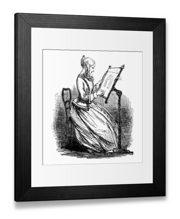 Framed Print : Victorian woman working at an embroidery frame Framed Print : Victorian woman working at an embroidery frame