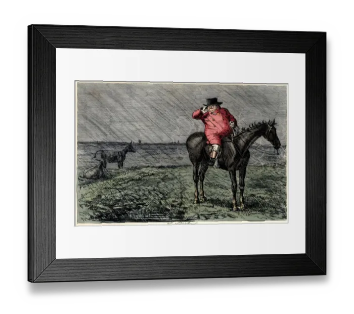 Framed Print : Unhappy Victorian huntsman lost in the rain Framed Print : Unhappy Victorian huntsman lost in the rain