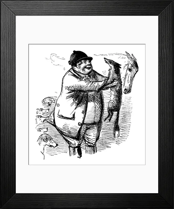 Framed Print : Happy fox hunting man holding a dead fox Framed Print : Happy fox hunting man holding a dead fox