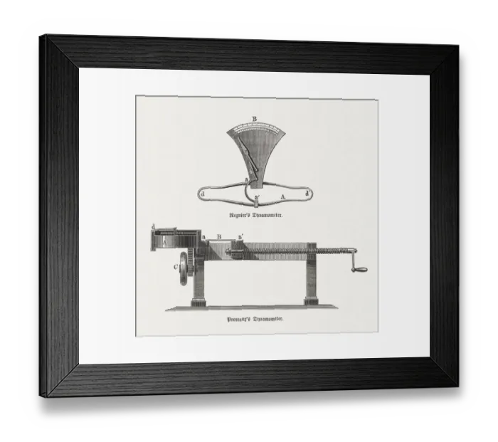 Framed Print : Dynamometers, wood engravings, published in 1880 Framed Print : Dynamometers, wood engravings, published in 1880