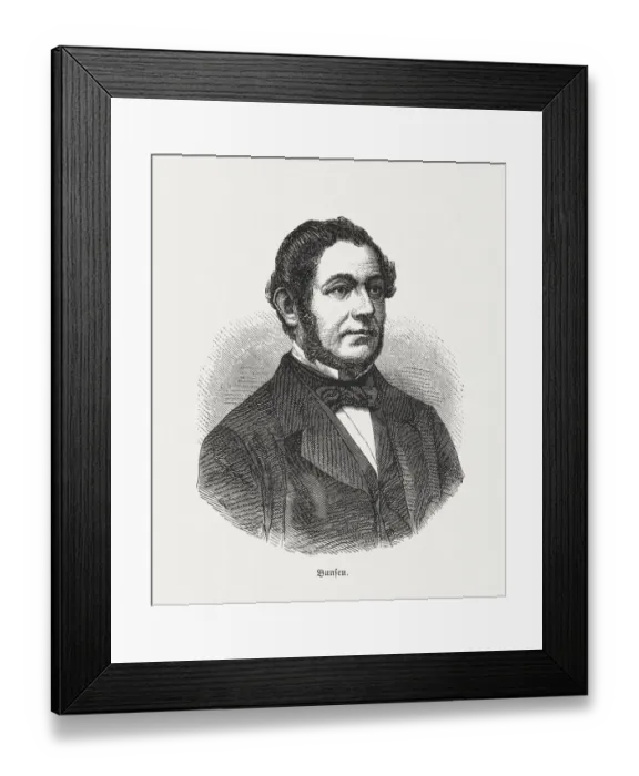 Framed Print : Robert Bunsen (1811-1899), wood engraving, published in 1880 Framed Print : Robert Bunsen (1811-1899), wood engraving, published in 1880