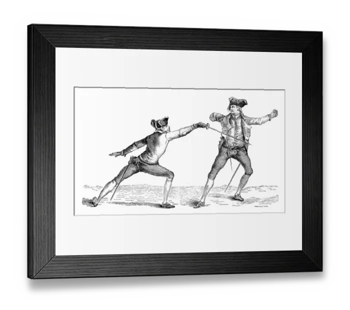 Framed Print : Antique illustration of fencing lesson Framed Print : Antique illustration of fencing lesson