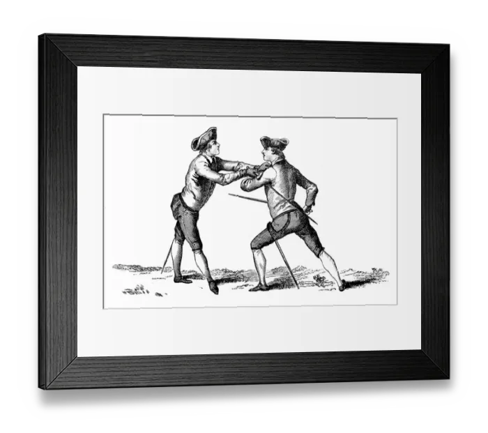 Framed Print : Antique illustration of fencing lesson Framed Print : Antique illustration of fencing lesson