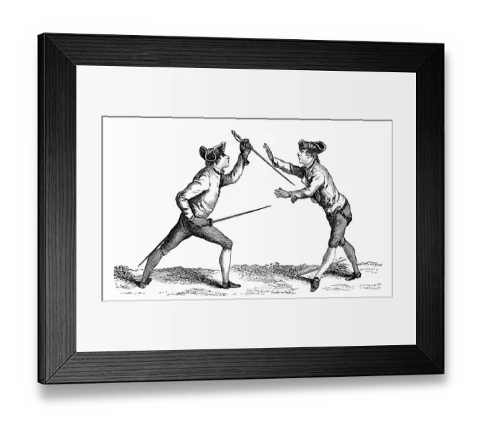 Framed Print : Antique illustration of fencing lesson Framed Print : Antique illustration of fencing lesson