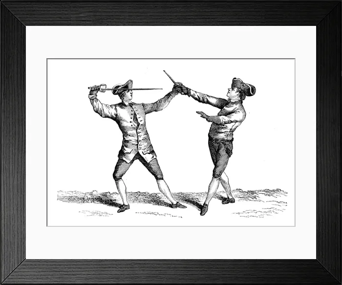 Framed Print : Antique illustration of fencing lesson Framed Print : Antique illustration of fencing lesson