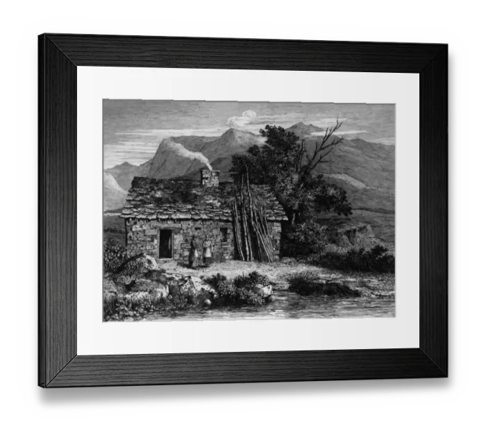 Framed Print : Cottage. 1815: A view of a cottage on the Isle of Anglesey Framed Print : Cottage. 1815: A view of a cottage on the Isle of Anglesey