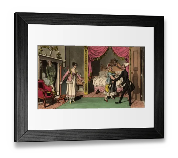 Framed Print : Dr Syntax. Doctor Syntax looking at lodgings in Paris catches a couple unawares Framed Print : Dr Syntax. Doctor Syntax looking at lodgings in Paris catches a couple unawares