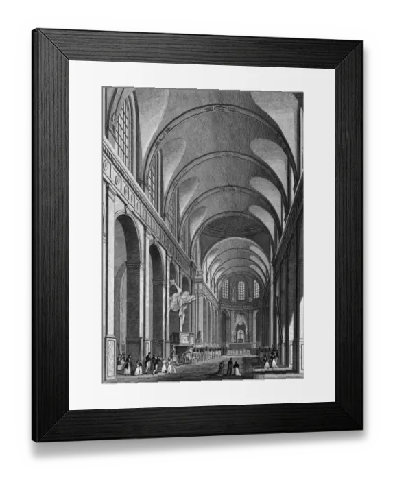 Framed Print : St Roche. 1829: The vaulted roof of the Church of St Roche in Paris