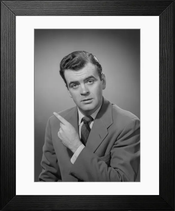 Framed Print : Man pointing finger, portrait Framed Print : Man pointing finger, portrait