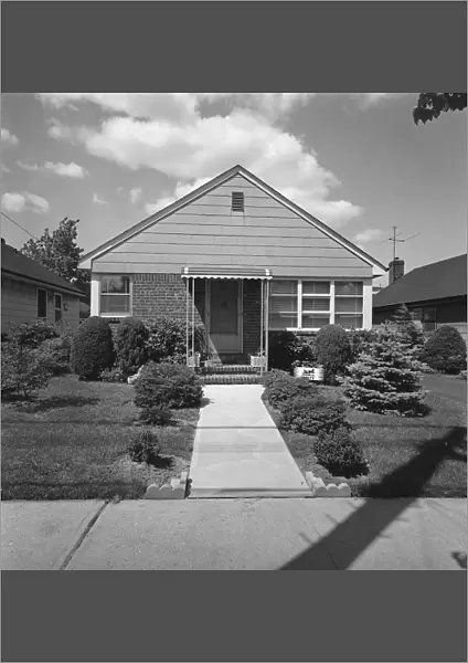 House in suburban area, (B&W)