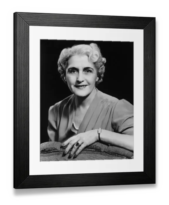Framed Print : Elegant mature woman smiling, (B&W), portrait Framed Print : Elegant mature woman smiling, (B&W), portrait