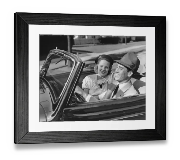 Framed Print : Couple in convertible Framed Print : Couple in convertible