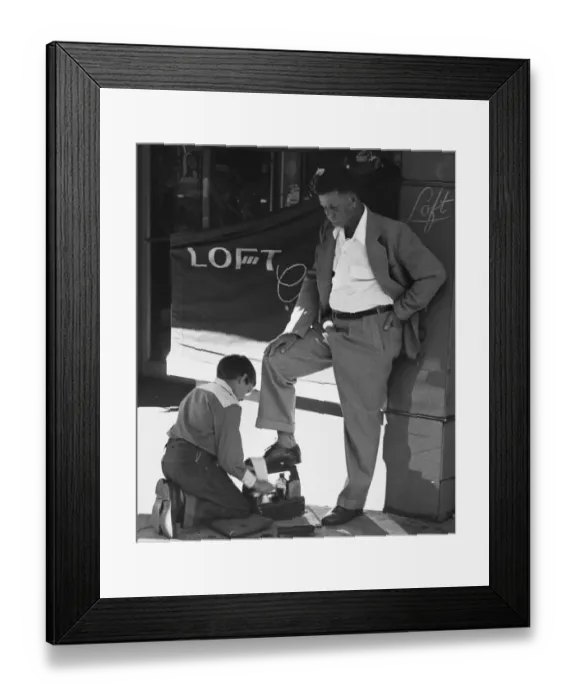 Framed Print : Boy shining mans shoes Framed Print : Boy shining mans shoes