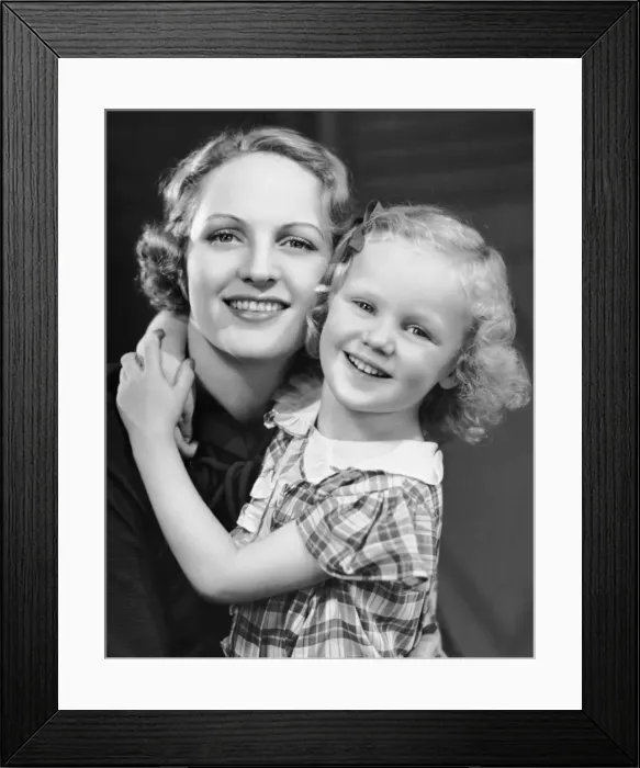 Framed Print : Daughter w / arm around mother Framed Print : Daughter w / arm around mother