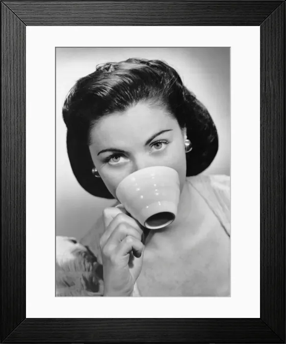 Framed Print : Woman drinking from cup Framed Print : Woman drinking from cup