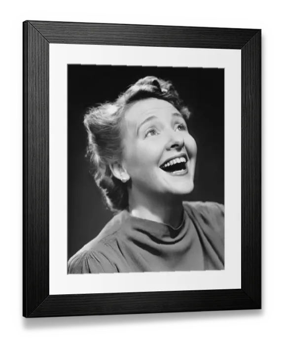 Framed Print : Portrait of happy woman Framed Print : Portrait of happy woman