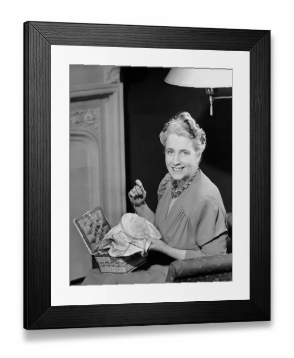 Framed Print : Mature woman sewing Framed Print : Mature woman sewing