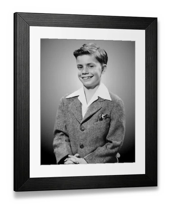 Framed Print : Portrait of boy indoor