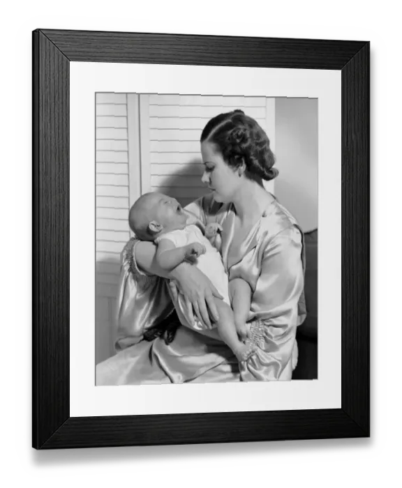 Framed Print : Mother w / baby yawning Framed Print : Mother w / baby yawning