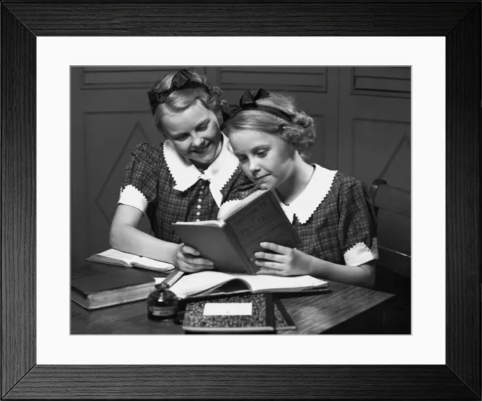 Framed Print : Girls studying tegether Framed Print : Girls studying tegether