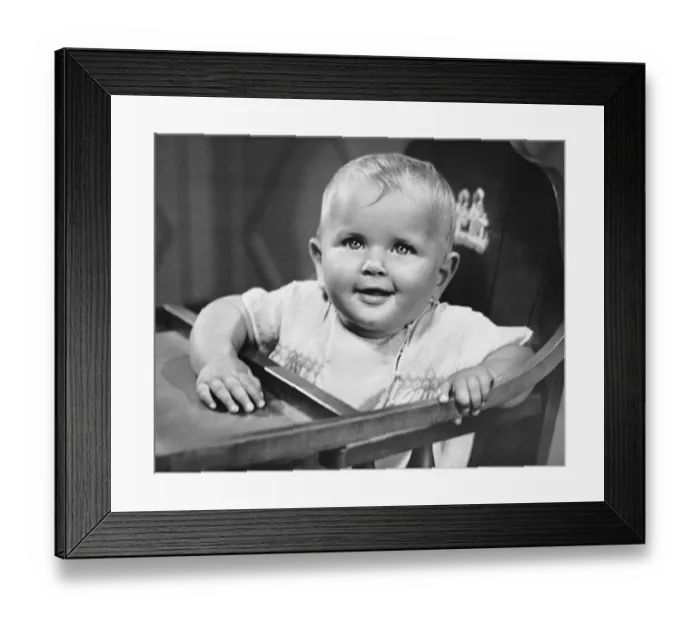 Framed Print : Baby in highchair Framed Print : Baby in highchair