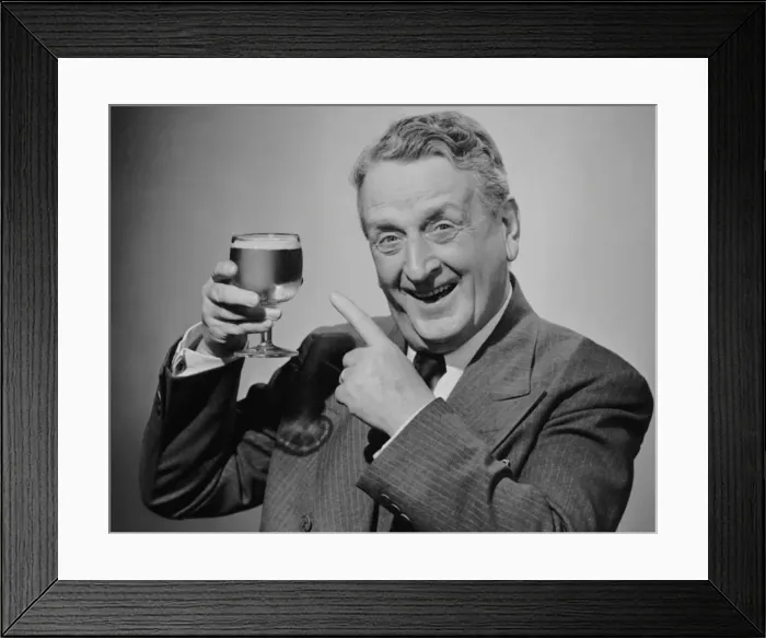 Framed Print : Mature man w / glass of beer Framed Print : Mature man w / glass of beer