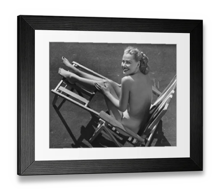 Framed Print : Woman in beach chair Framed Print : Woman in beach chair