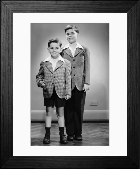 Framed Print : Portrait of two boys indoor Framed Print : Portrait of two boys indoor