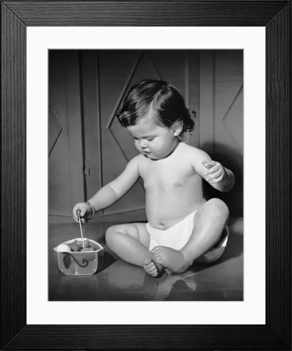 Framed Print : Portrait of baby playing w / toys Framed Print : Portrait of baby playing w / toys