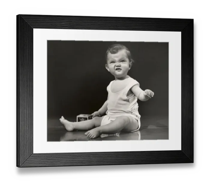 Framed Print : Baby making funny face