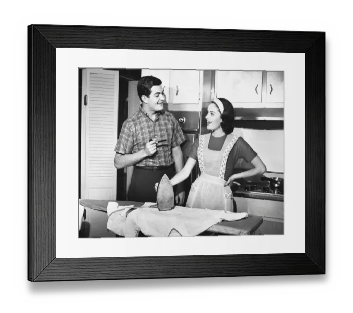 Framed Print : Couple ironing Framed Print : Couple ironing