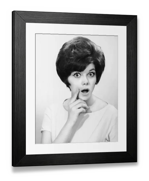 Framed Print : Woman w / mouth open in surprise Framed Print : Woman w / mouth open in surprise