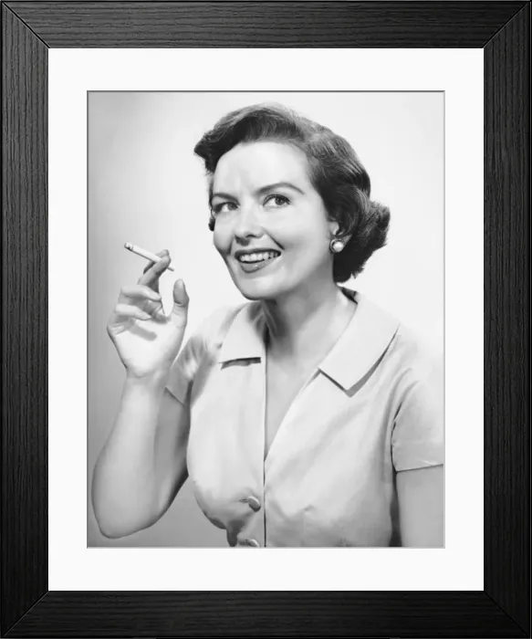 Framed Print : Portrait of woman holding cigarettte Framed Print : Portrait of woman holding cigarettte