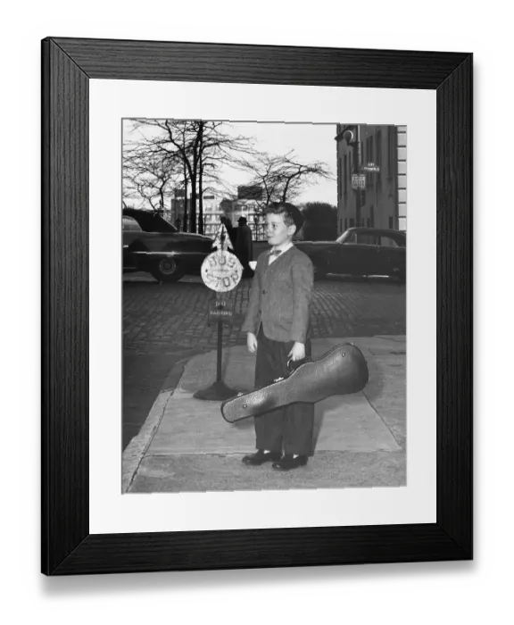 Framed Print : Boy waiting at bus stop Framed Print : Boy waiting at bus stop