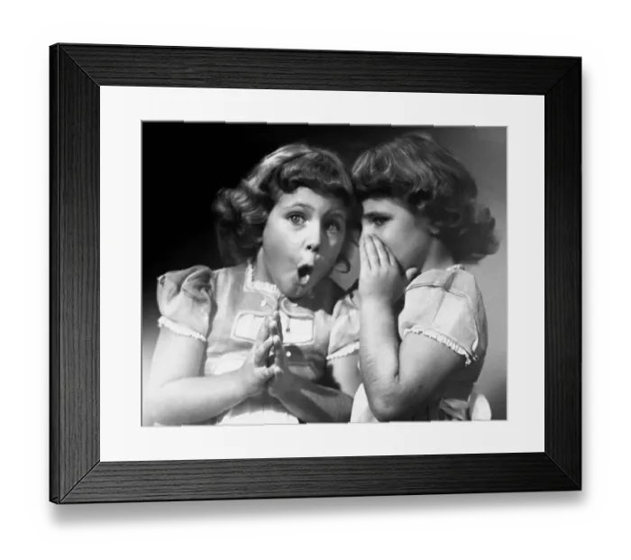 Framed Print : Twin sisters sharing secrets Framed Print : Twin sisters sharing secrets