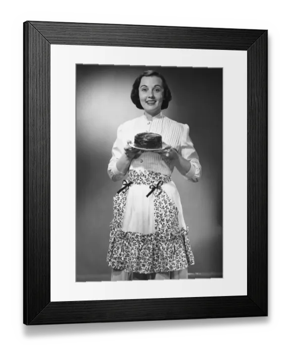 Framed Print : Woman holding cake Framed Print : Woman holding cake