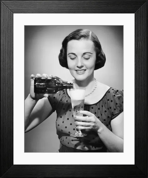 Framed Print : Woman pouring alcoholic beverage Framed Print : Woman pouring alcoholic beverage