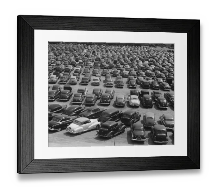 Framed Print : Vintage cars in lot Framed Print : Vintage cars in lot