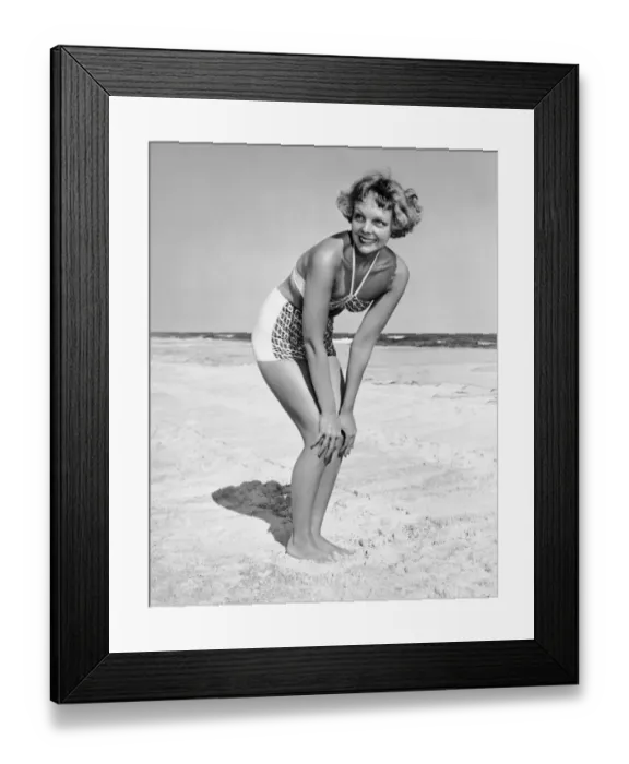 Framed Print : Woman at beach posing Framed Print : Woman at beach posing