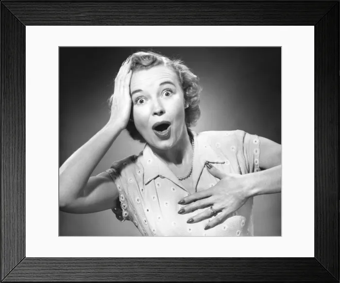 Framed Print : Woman w / surprised look Framed Print : Woman w / surprised look
