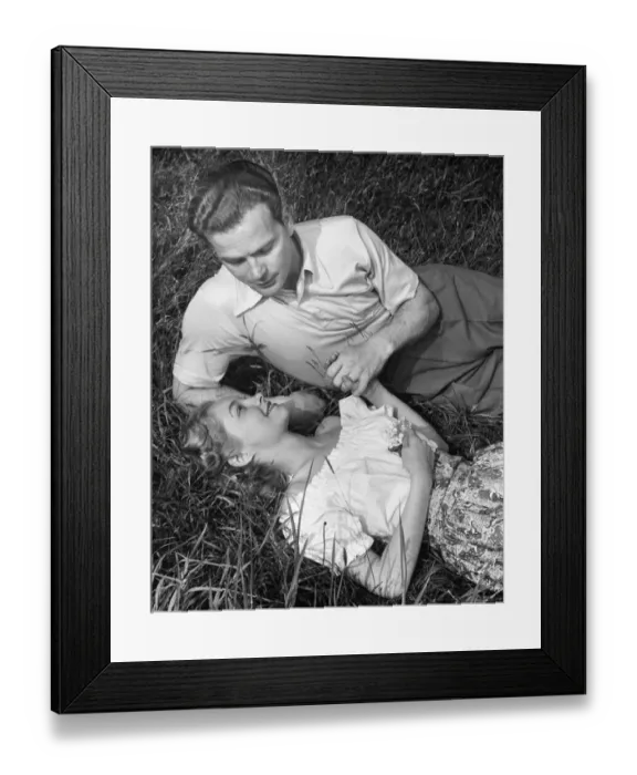 Framed Print : Romantic couple in meadow Framed Print : Romantic couple in meadow