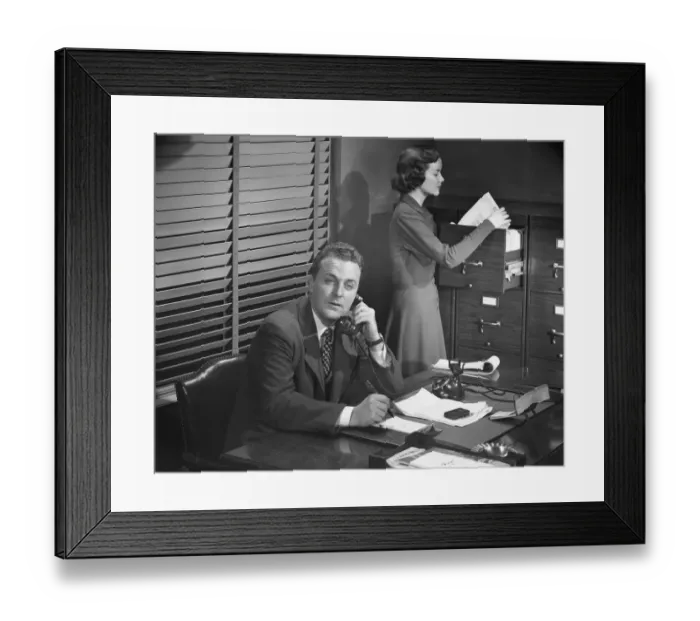Framed Print : Businessman and secretary