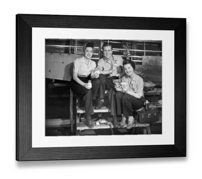 Framed Print : Workers on lunch break