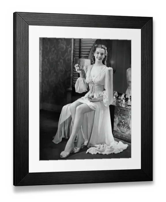 Framed Print : Portrait of woman at vanity table Framed Print : Portrait of woman at vanity table