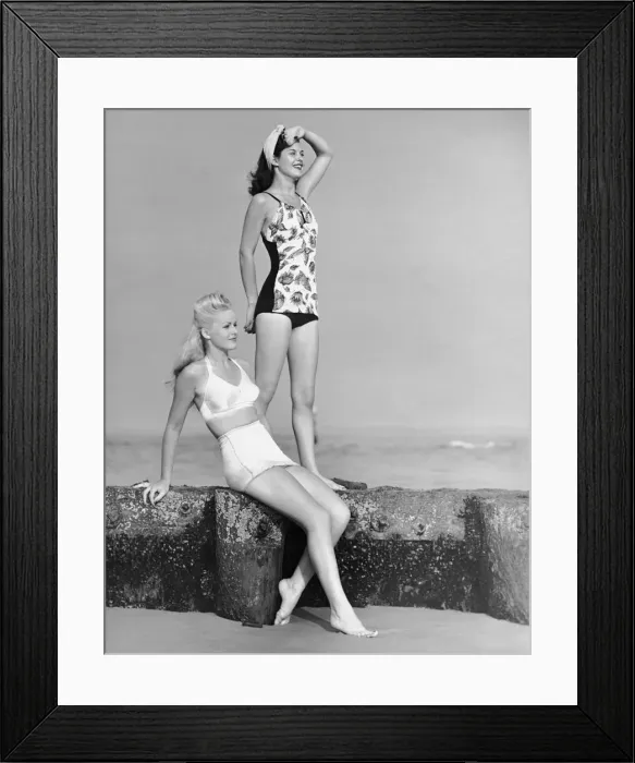 Framed Print : Two women in bathing suits Framed Print : Two women in bathing suits